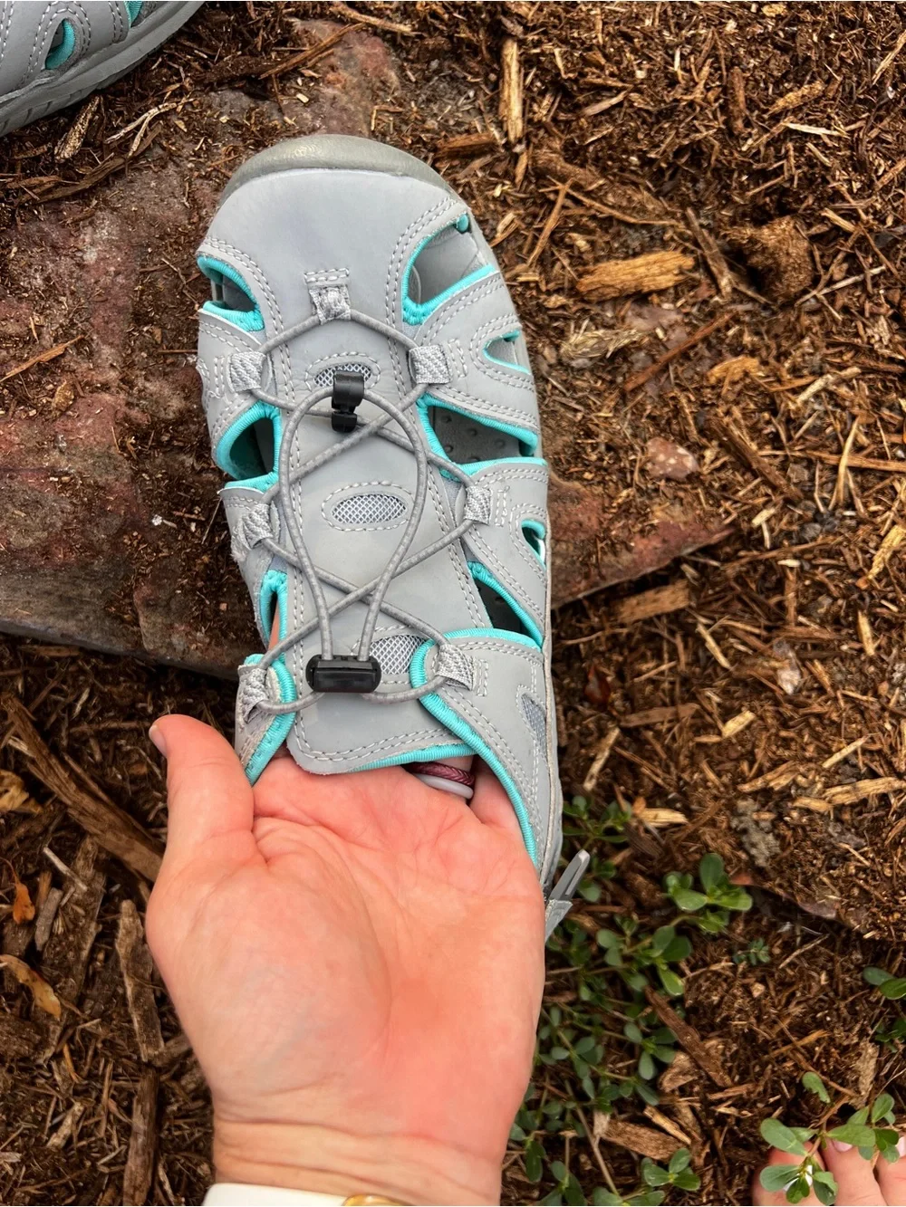 Eddie Bauer Grey and Teal Outdoor Sport Sandals